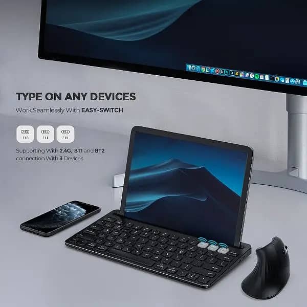 Wireless Bluetooth Keyboard wd Integrated Holder/Keyboard 4