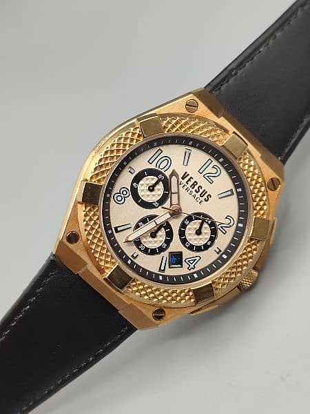*Versus Versace* Men's Leather Chronograph Wrist Watch V WVSPEW0319 1