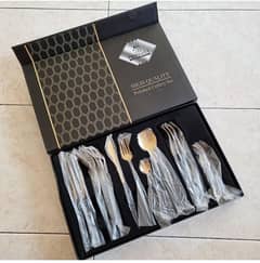 Golden Stainless Steel cutlery set 24 pcs 0