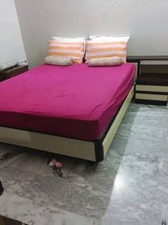 Modern wooden bed king size with LED glow and new mattress