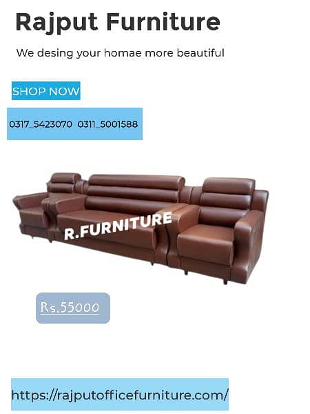 Five Seater Sofa set | Leather Sofa | Home Office Sofa | 16
