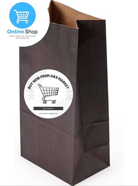 Full paper bags with food on kitchen table on dark background. 4