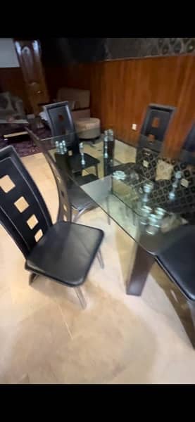 6 chairs with mirror dining table 1