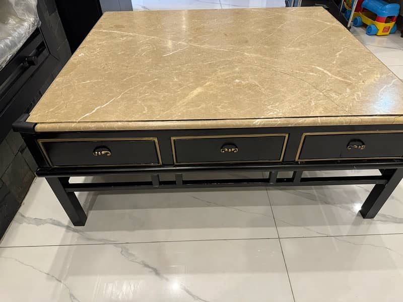 marble wooden center table with drawers 3