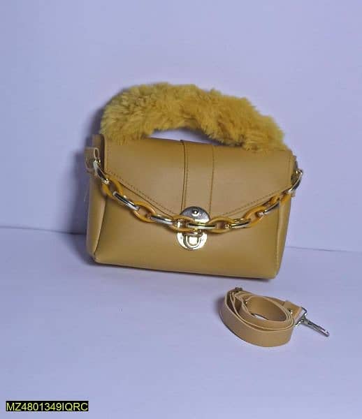 women s chunky chain purse with fur 0