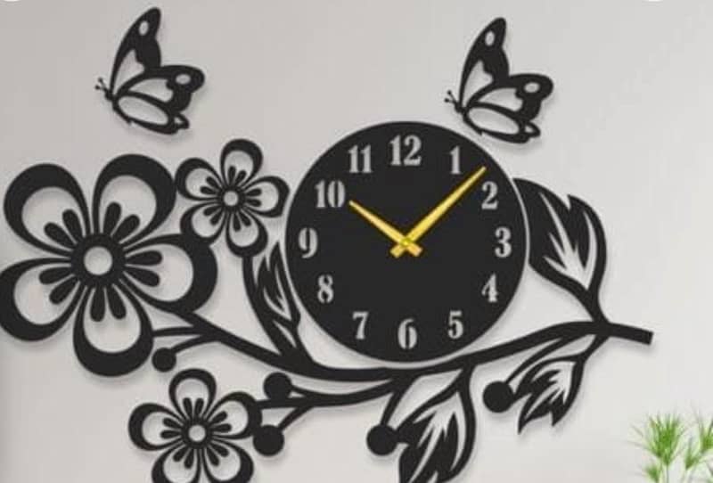 Beautiful 3D Wall Clock with MDF Flower Design 1