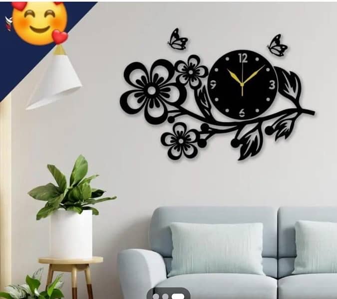 Beautiful 3D Wall Clock with MDF Flower Design 2