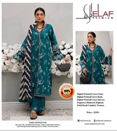 Digital printed Lawn 3pc collection with Diamonds  Dupatta 0