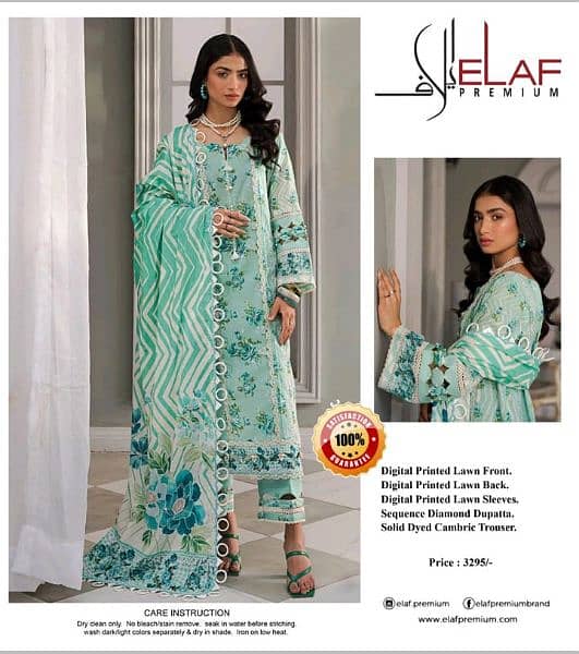 Digital printed Lawn 3pc collection with Diamonds  Dupatta 3