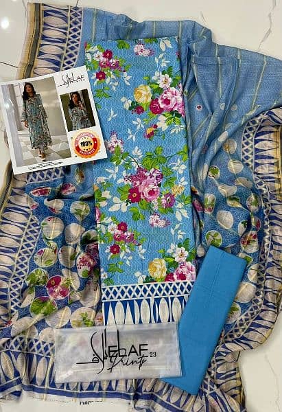 Digital printed Lawn 3pc collection with Diamonds  Dupatta 7