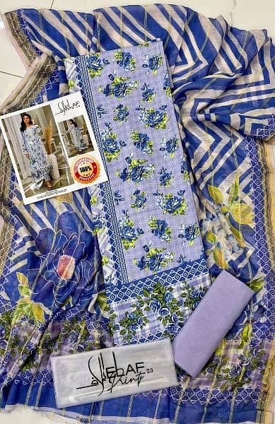 Digital printed Lawn 3pc collection with Diamonds  Dupatta 9
