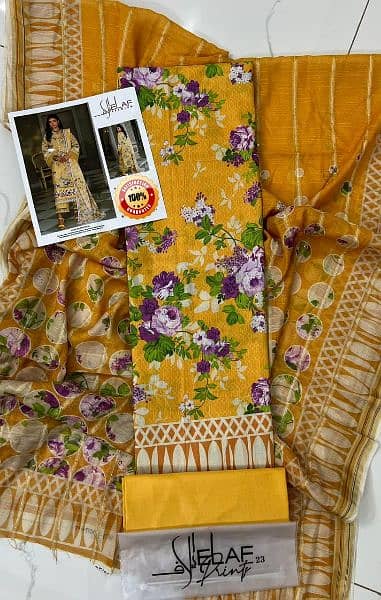 Digital printed Lawn 3pc collection with Diamonds  Dupatta 19