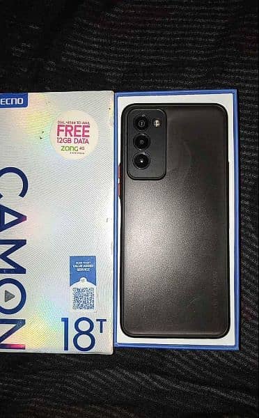 Tecno camon 18t with box and charger 1