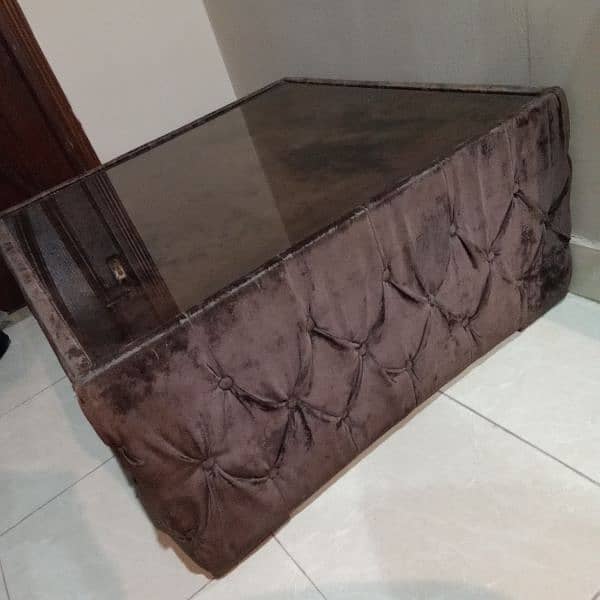 Velvet Dark Brown Centre Table New Design Beautiful with Glass 0