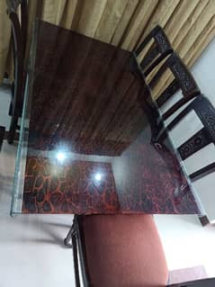 dinning table with 6 wood chair good condition serious contact