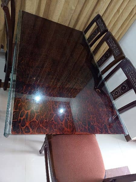 dinning table with 6 wood chair good condition serious contact 1