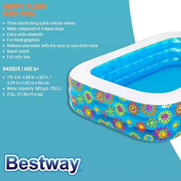 Bestway 54120 Happy Flora Swimming Pool For Kids 90 Inch 03020062817 2