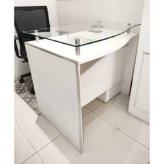 Office Table with Glass Top and Mobile Drawer