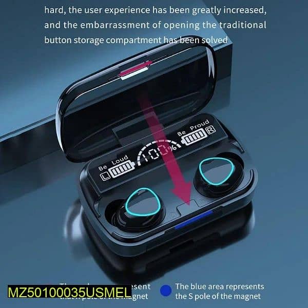 M10 digital display case earbuds black 1
