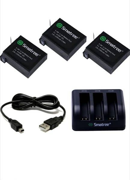 Smatree Battery (3Pack) & 3Channel Charger Compatible for Gopro Hero 4 1