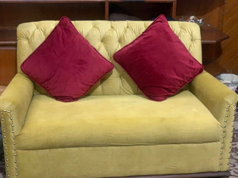 6 Seater Sofa Set Lime Yellow Colour 3