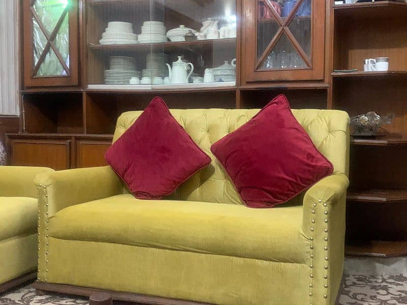 6 Seater Sofa Set Lime Yellow Colour 4