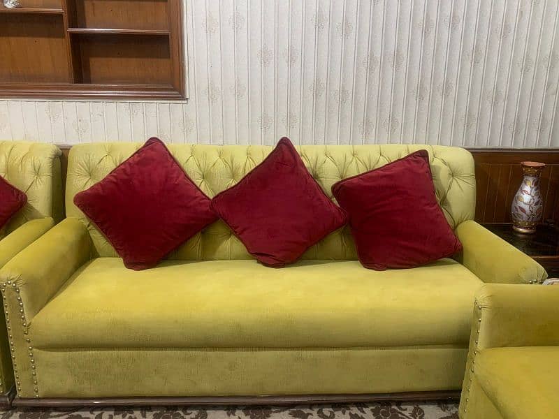 6 Seater Sofa Set Lime Yellow Colour 5
