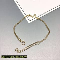 1 Pc Alloy Gold Plated Uni-Sex Heart Beat Bracelet 0
