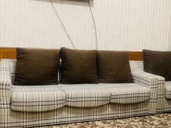 Dark & Light Brown Stripped Sofa Set 6 Seater