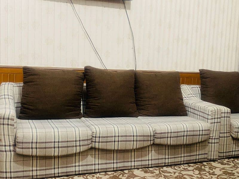 Dark & Light Brown Stripped Sofa Set 6 Seater 0