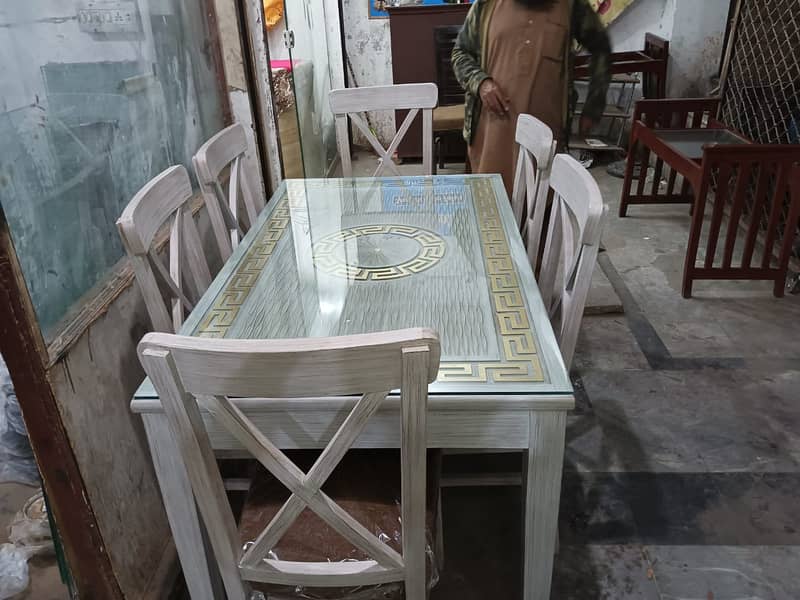 6 seater dining table /dining table /  wooden dining table with chairs 5