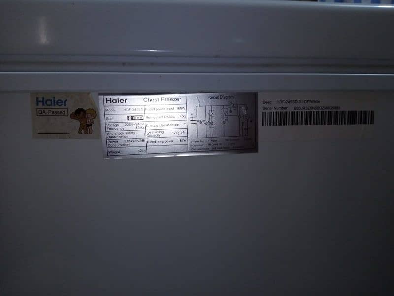 Haier chest deep freezer  one door HDF-245SD. urgent sell 10