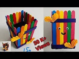 Handmade Popsticks craft, Cartoons on chart, Canavas Paintings 14