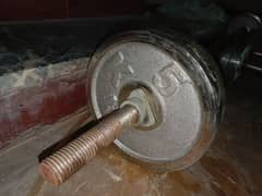 Bench press and gym weight plus rod