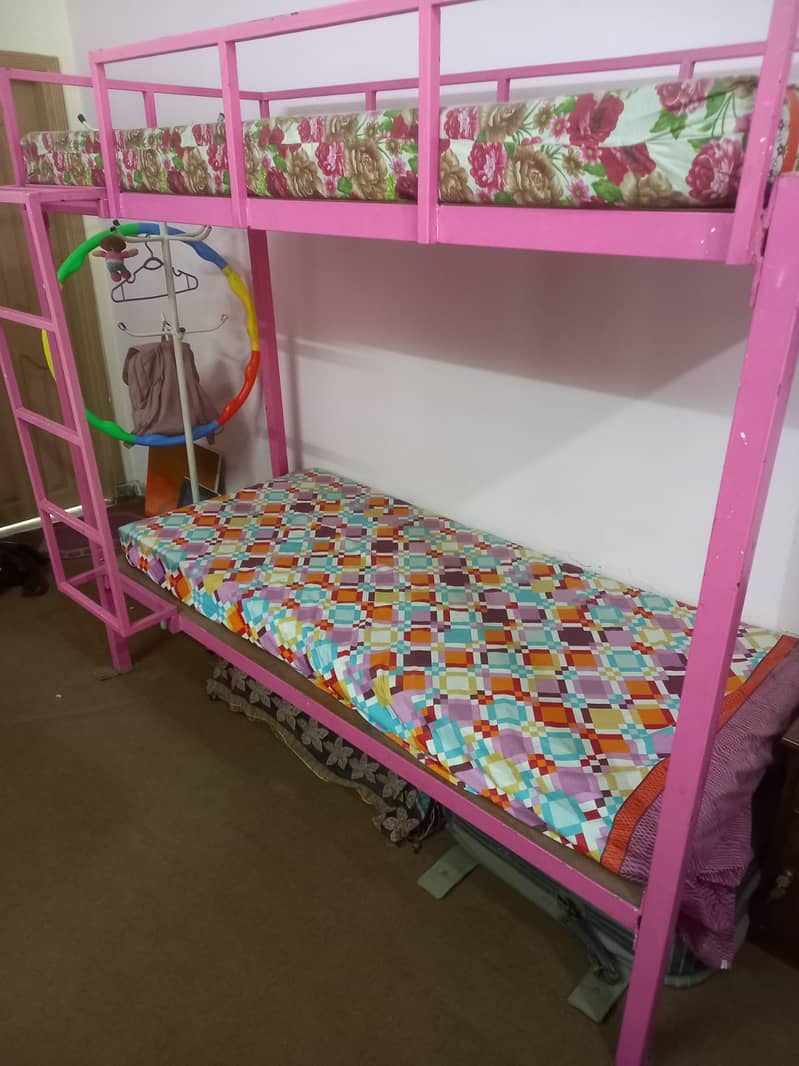 Two story bed with mattress for sale in Sargodha 1