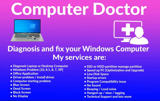 Windows Installation, Networking, Data recovery,Laptop Repair,Software 1