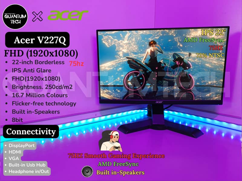 22inch IPS FHD 75hz AMD FreeSync Built in-Speakers Gaming Monitor 0