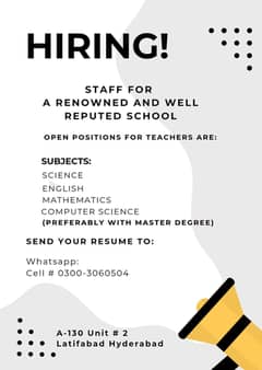 Hiring teachers for different subjects 0