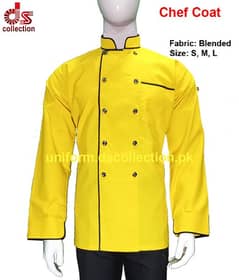 Chef Coat yellow for men & women in cotton fabric chef uniform