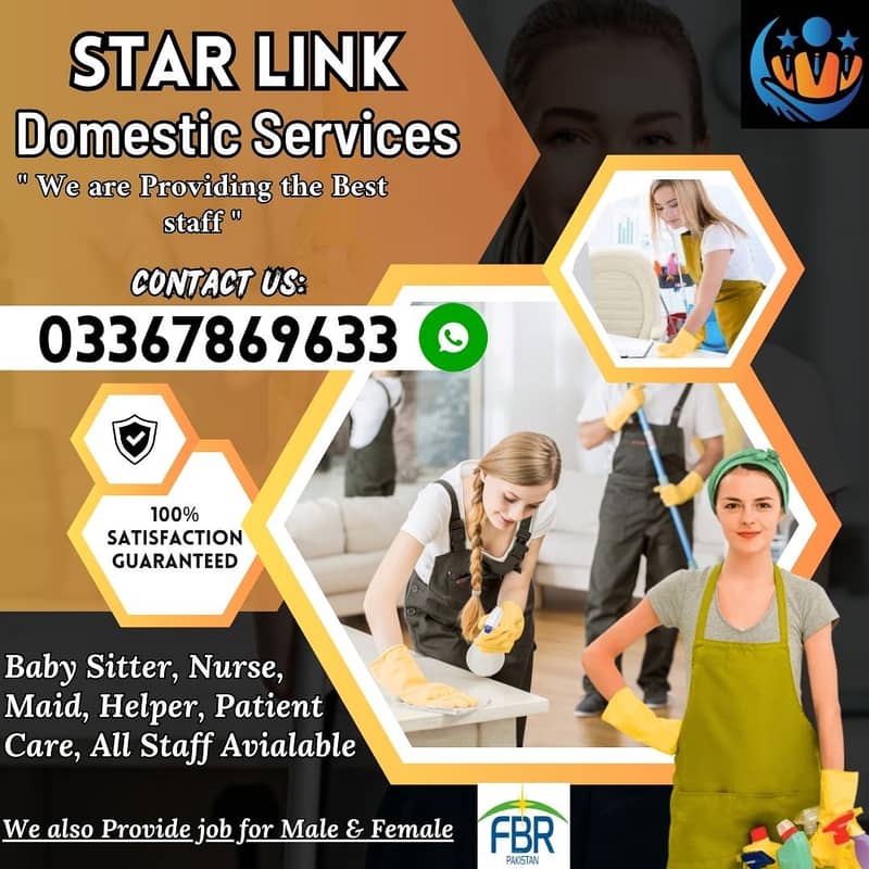 House maids , Maids , Baby Sitter , Chef , Cook , Patient Care ,Nurse 2
