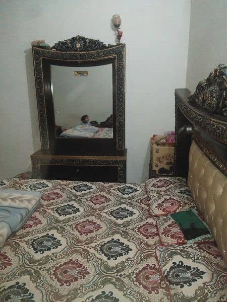 King size Bed with side tables and dressing and Brand new Mattress 1