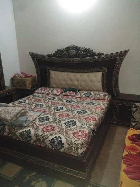 King size Bed with side tables and dressing and Brand new Mattress 7