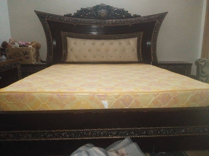 King size Bed with side tables and dressing and Brand new Mattress 9