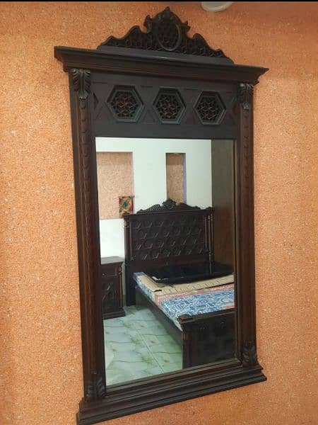 Sheesham wood single 2 beds with wall mirror including mattress 1