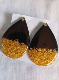 resin black and gold earrings
