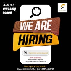 Chat Customer service support staff required