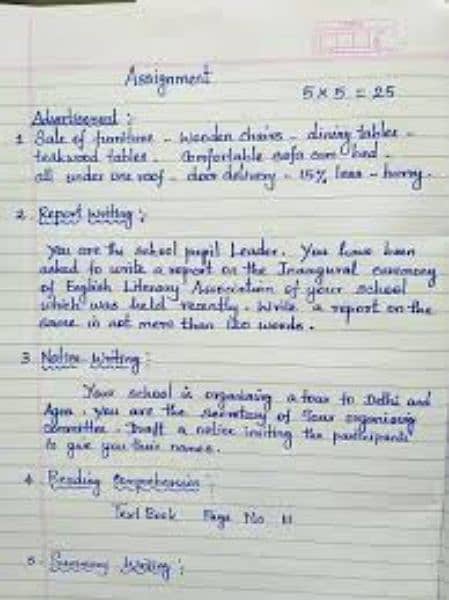 I will do Handwriting job Assignments in perfect Readable writing. 9