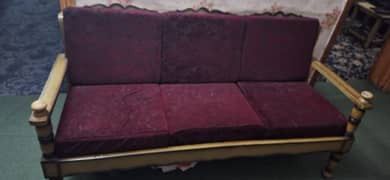 Maroon polished sofa set. 2 single and 1 big sofa.