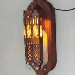 wooden wall hanging crystal lamp