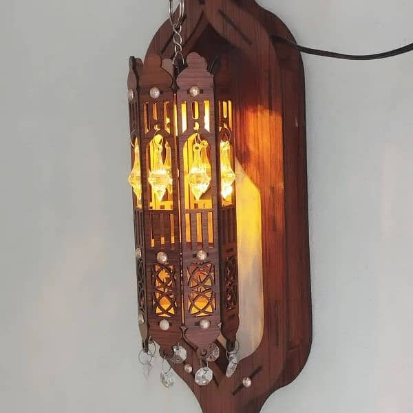 wooden wall hanging crystal lamp 0